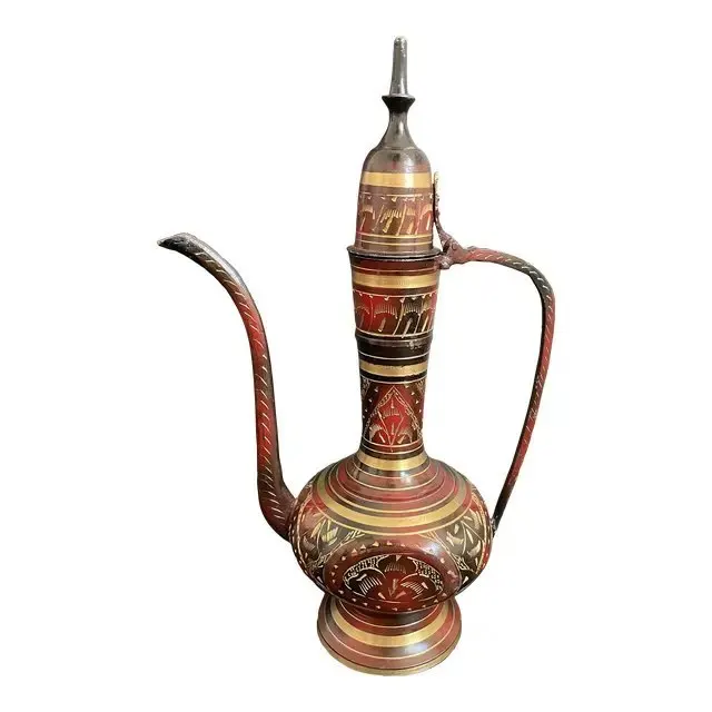 High Quality Mirror Finished Brass Pot Aftaba Coffee Tea Kettle Engraved Design Available Wholesale Price.
