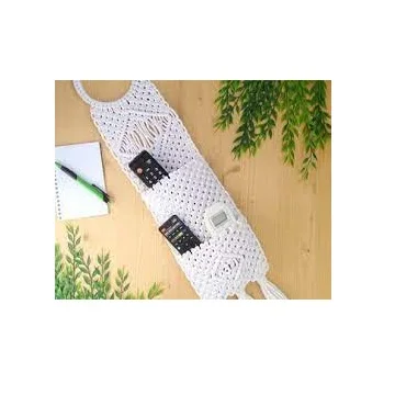New Trendy Macrame Remote Control Holder Hand Knitted Wall Remote Holder For Pen Magazine Glasses Cell Phone