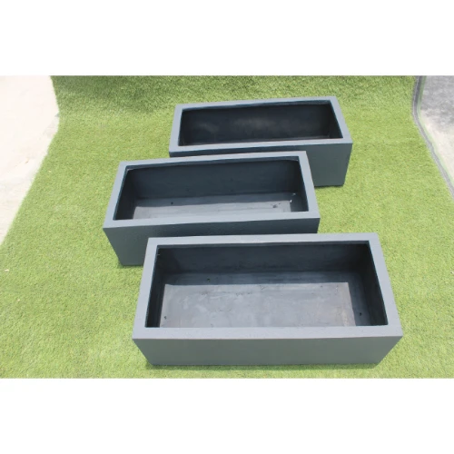 Fiberglass Granite Stone finish grey wholesale look Rectangular planter at home garden office hotel airport mall gardening kit