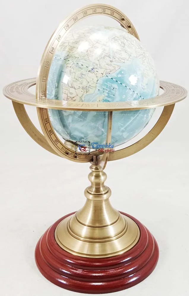 Antique Decorative World Globe Desktop Rotating World Globe Metal Crafts Nautical Authentic Home Decor Globe
