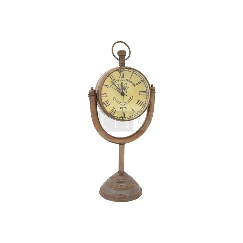 Royal Look Antique Brass Rounded Shape Nautical Table Watch for Home & Office Decorative Product from India