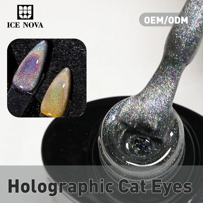 ICE NOVA 20 Colors Holographic Cat-Eye Gel Polish High Quality Hema Free And Vegan Gel OEM Gel Nail 20 ml With Unique Color Book