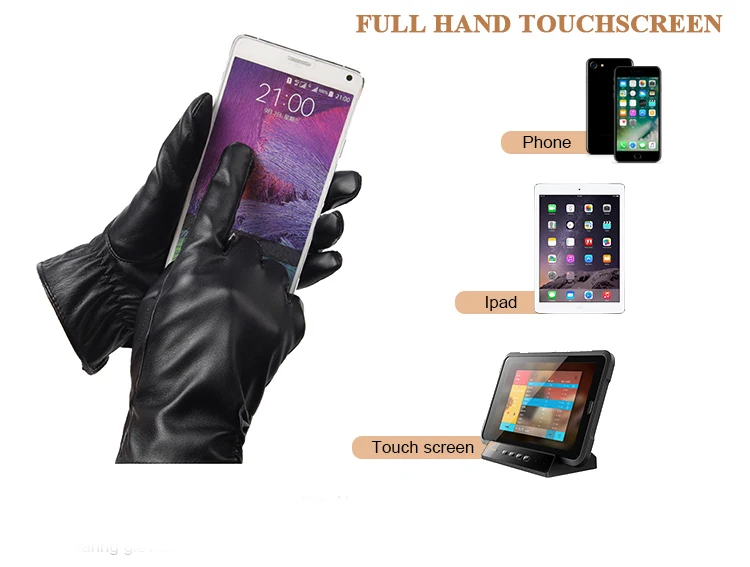 High Quality Fashion Genuine Goat Skin Leather Gloves Full Finger Men Car Driving PU Leather Gloves