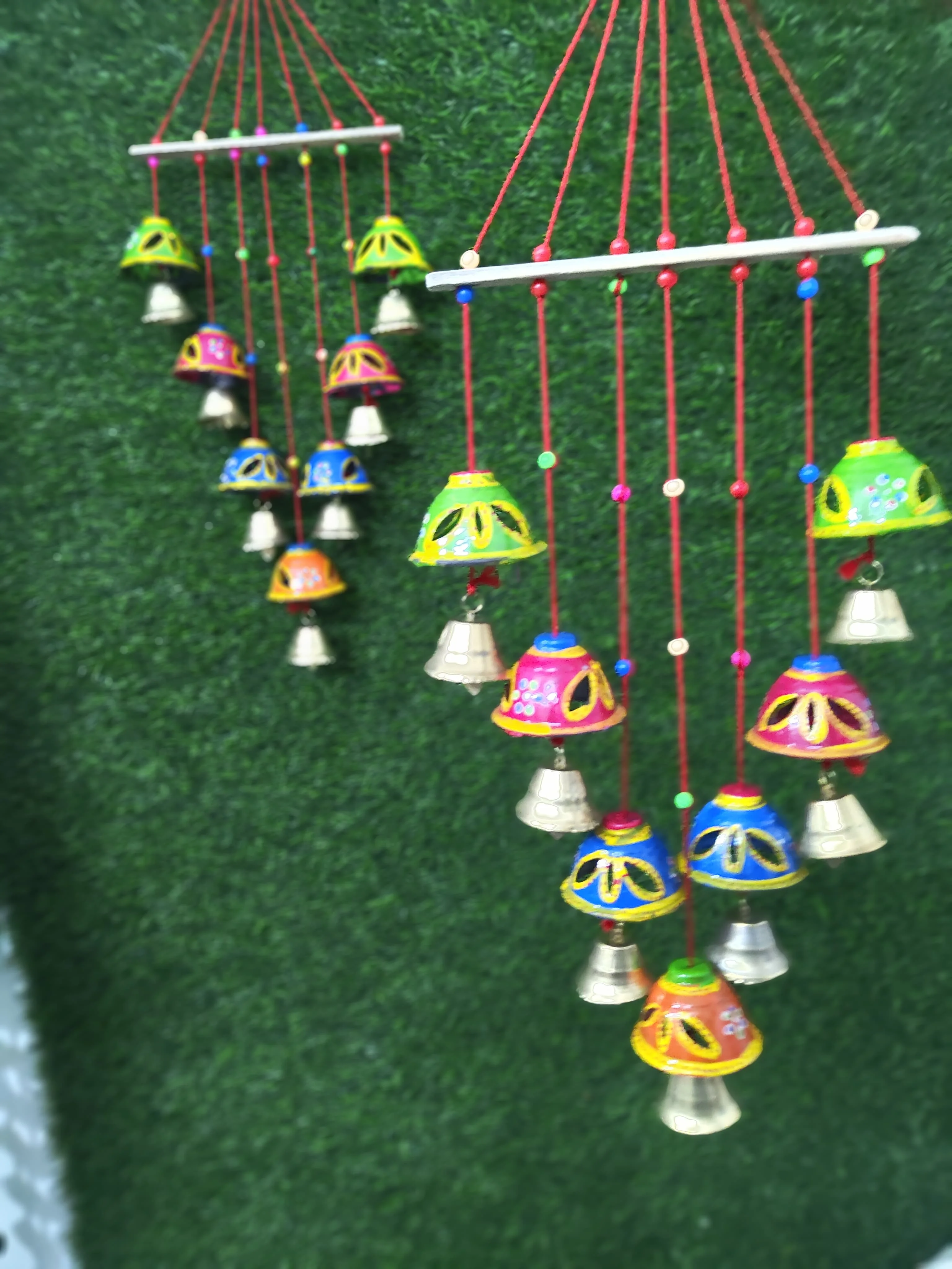 Boho Garden Hanging Bell Wind Chime Dream Catcher MultiColor Beaded Bell Wind Chime for Indoor Outdoor Sun Moon Star Themed Gift