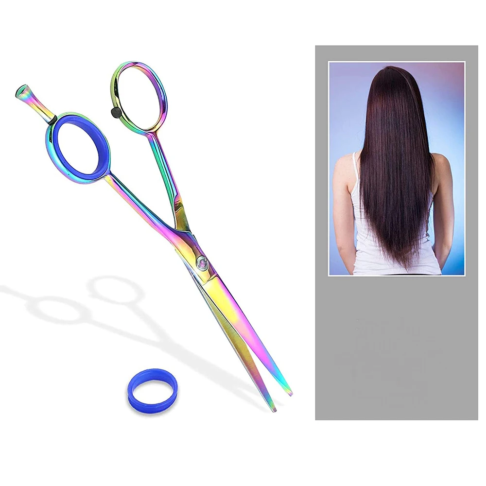 Rainbow Color Razor Edge Sharp Barber Scissors Hair Cutting Scissors/Shears Barber Haircut Scissors With Finger Rest