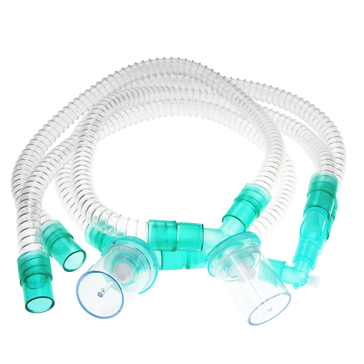 Disposable Breathing Circuit With Short Tube With Double Water Trap