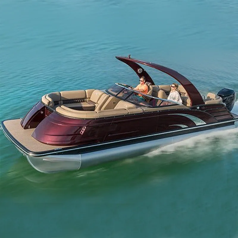 Style & Speed 21FT Tritoons Floating Cheap Pontoon Boat Fishing Boat Factory Customized Pontoon with Outboard Motor