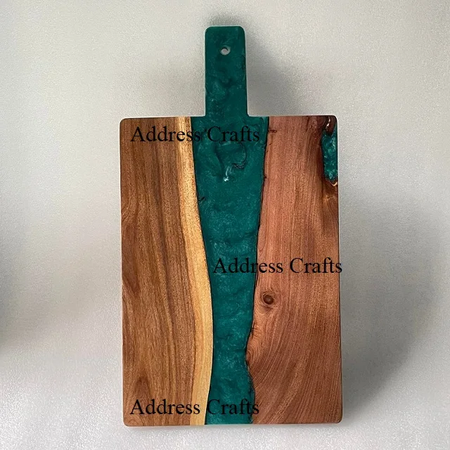 Wholesale Acacia Wood And Epoxy Resin Breakfast Boards Wooden Charcuterie Board Resin Cutting Board Kitchenware Chopping Blocks