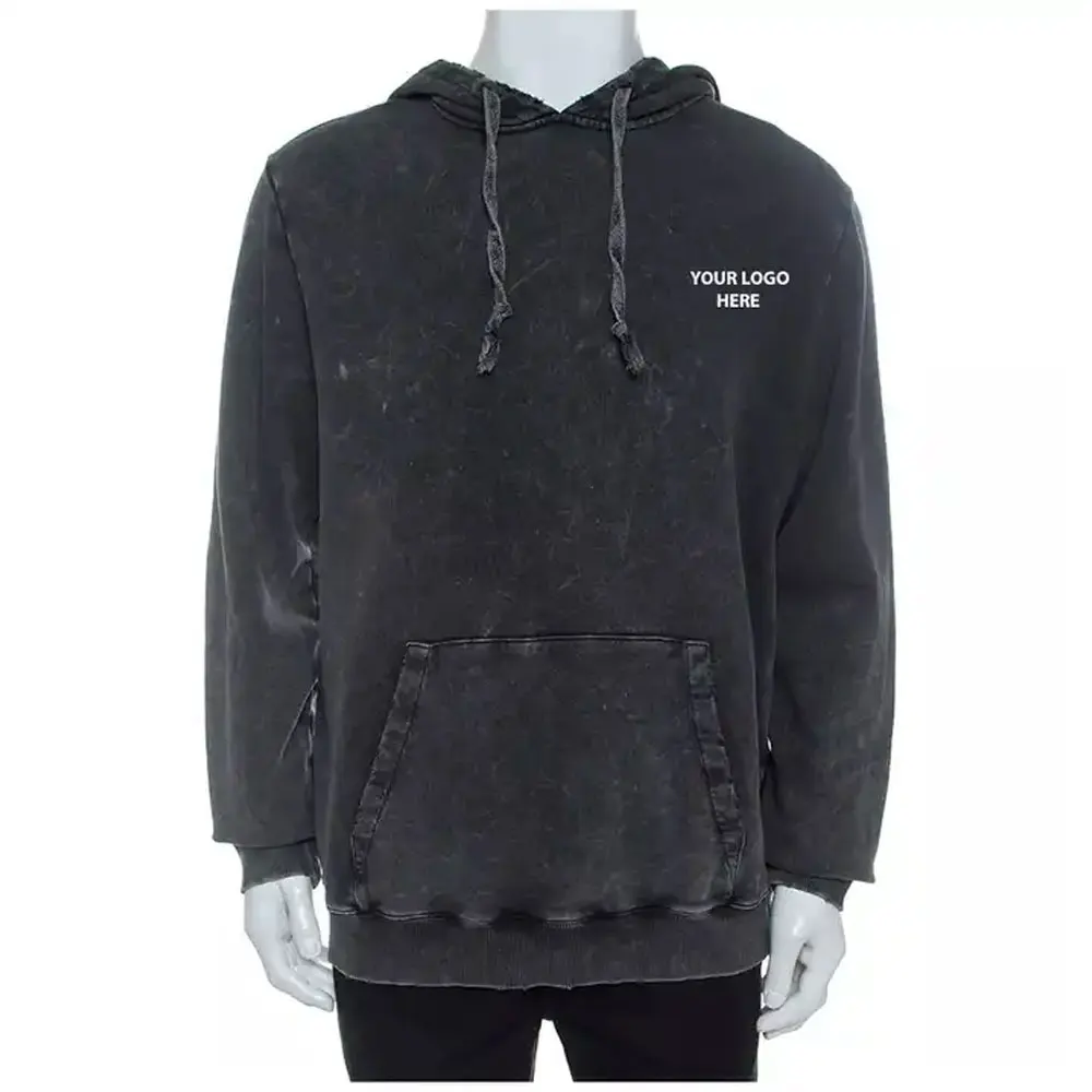 Winter High Quality Blank 100% Cotton Hoodies Wholesale Oversize Acid Wash Hoodie Sweatshirt For Brand Logo