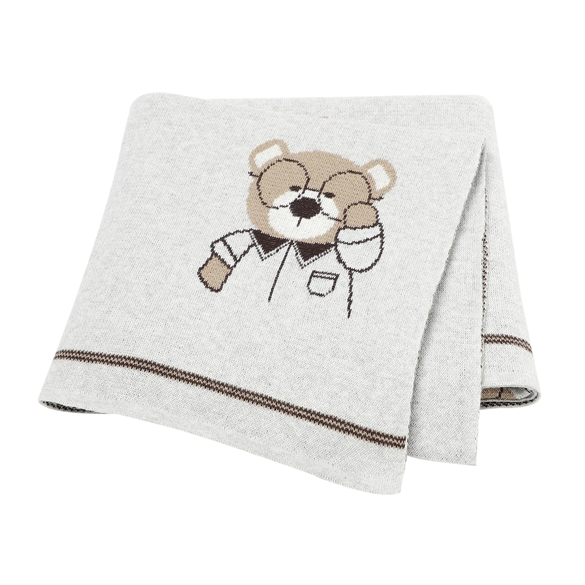 Printed Logo Children Outdoor Traveling Use Customized Printed 2022 Warm Knitted Baby Blanket