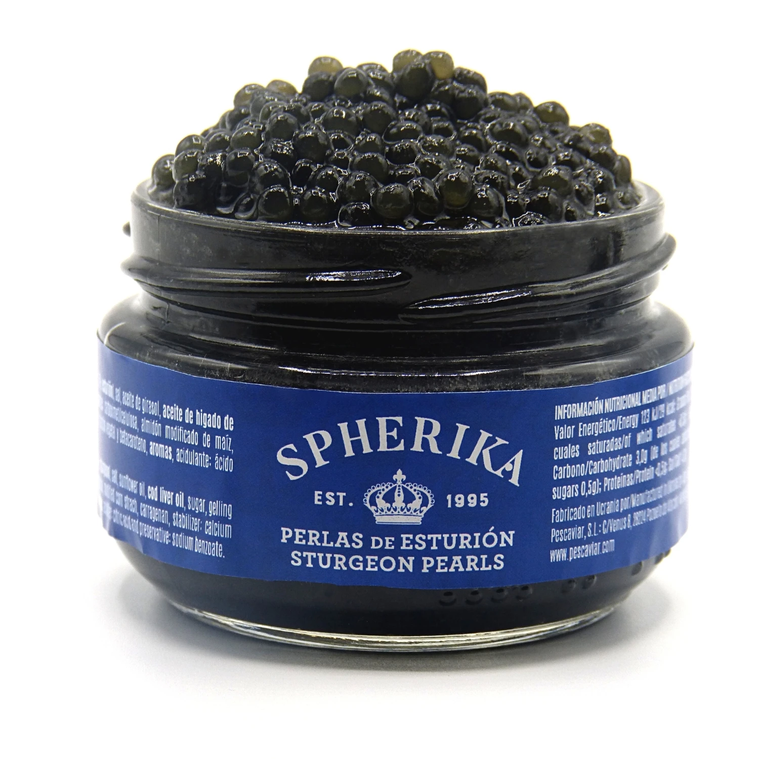 Sturgeon Pearls - Spherika 100g Sturgeon roe substitute glass jar garnish topping Japanesse recipes sushi Spain European Union