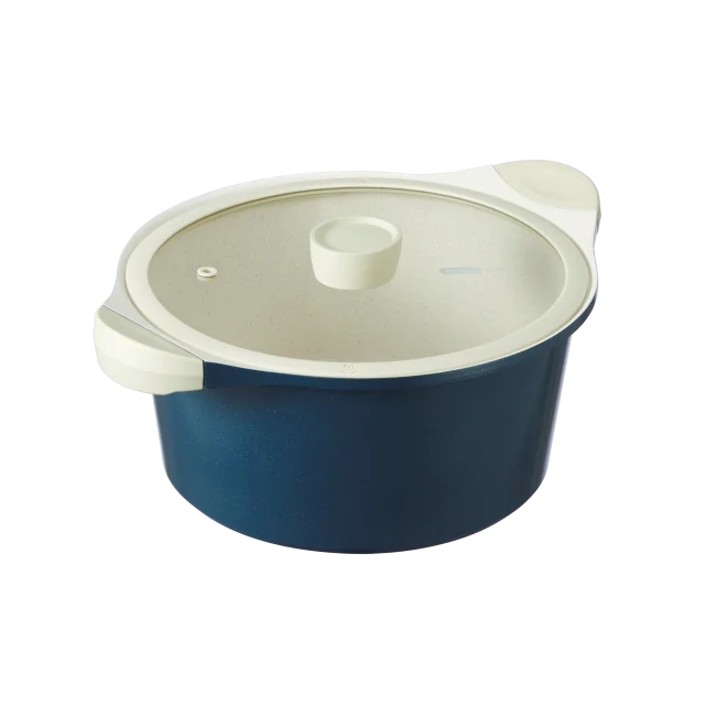 Omi Simple 24cm High Profile Marble Hot Pot Simple Kitchenware Aluminium Non-Stick Soup and Stock Cookware
