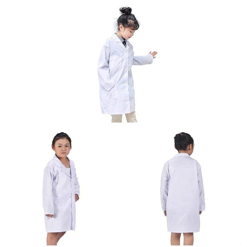 2023 Children Nurse Doctor White Lab Coat Uniform Top Performance Costume Medical Children White Lab Coat Loose Coat
