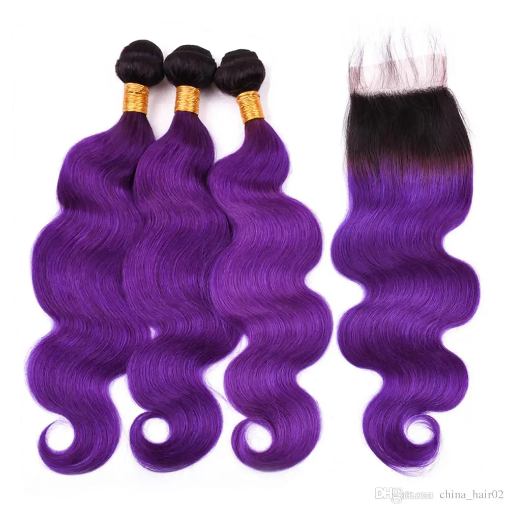 Human Hair Purple Weave Bundles Virgin Indian Hair  Purple Human Hair Weft For Black Women