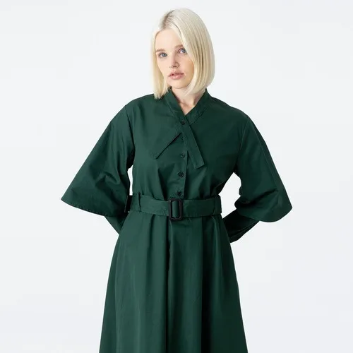 WUNDERGEIST Tied neck collar flare long dress_green FREE Korean fashion Trending products 2024 new arrivals wholesale clothes