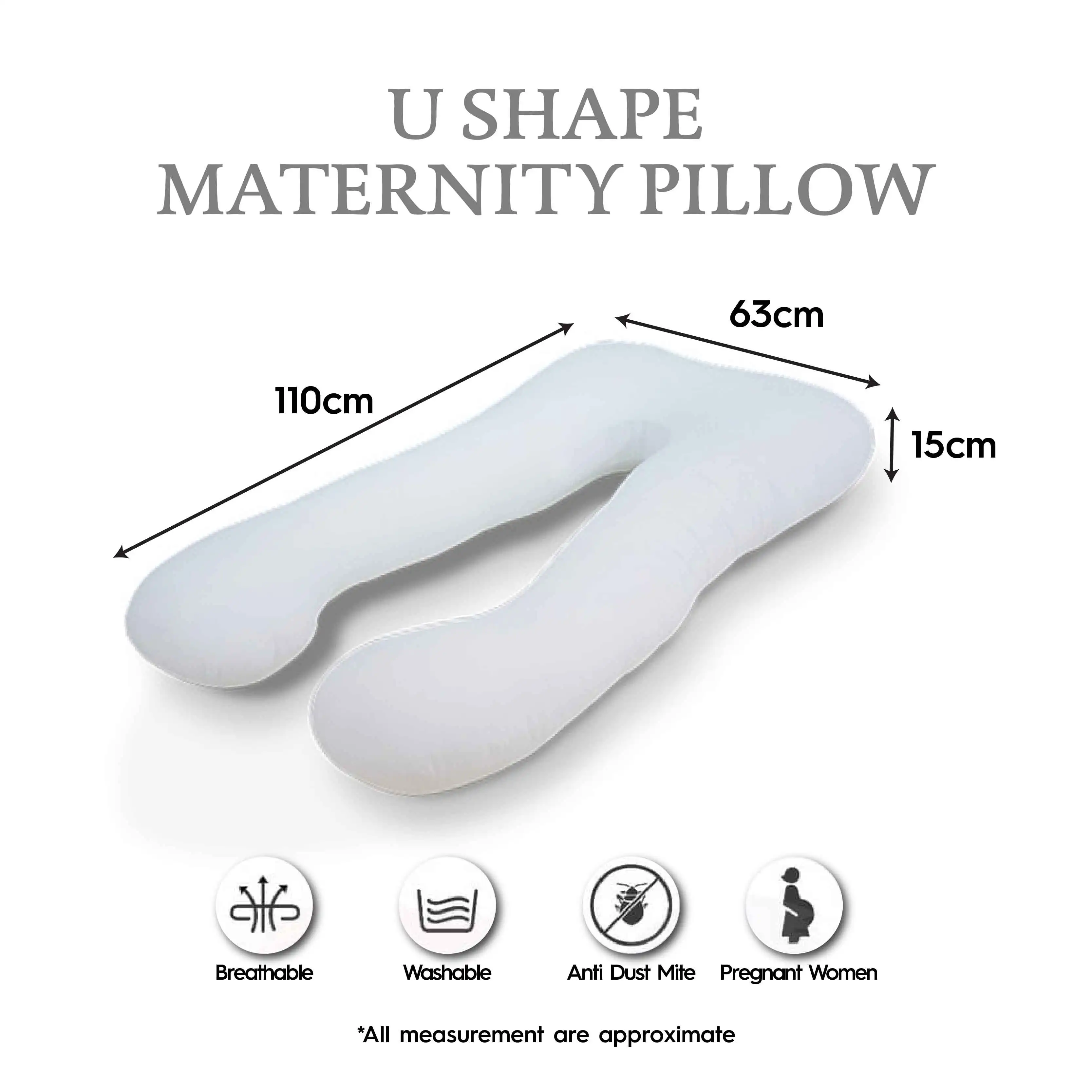 Hot Selling Super Supportive Maternity U-Shape Pillow Made From Premium Microfiber Filling With Cotton Fabric For Pregnancy Use