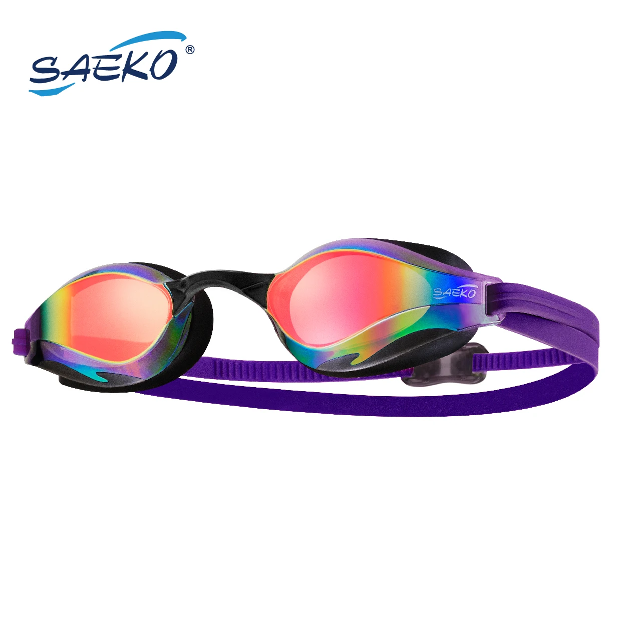 SAEKO Adult Teenager UV 400 Antifog Transparent Polycarbonate Lenses PC Frame Printed Logo Swimming Goggles