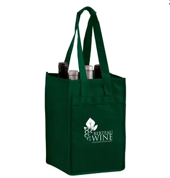 Multicolor Wine Tote Bag 4 To 6 Bottles Custom Logo Printed PP Non Woven Eco Friendly Reusable Material