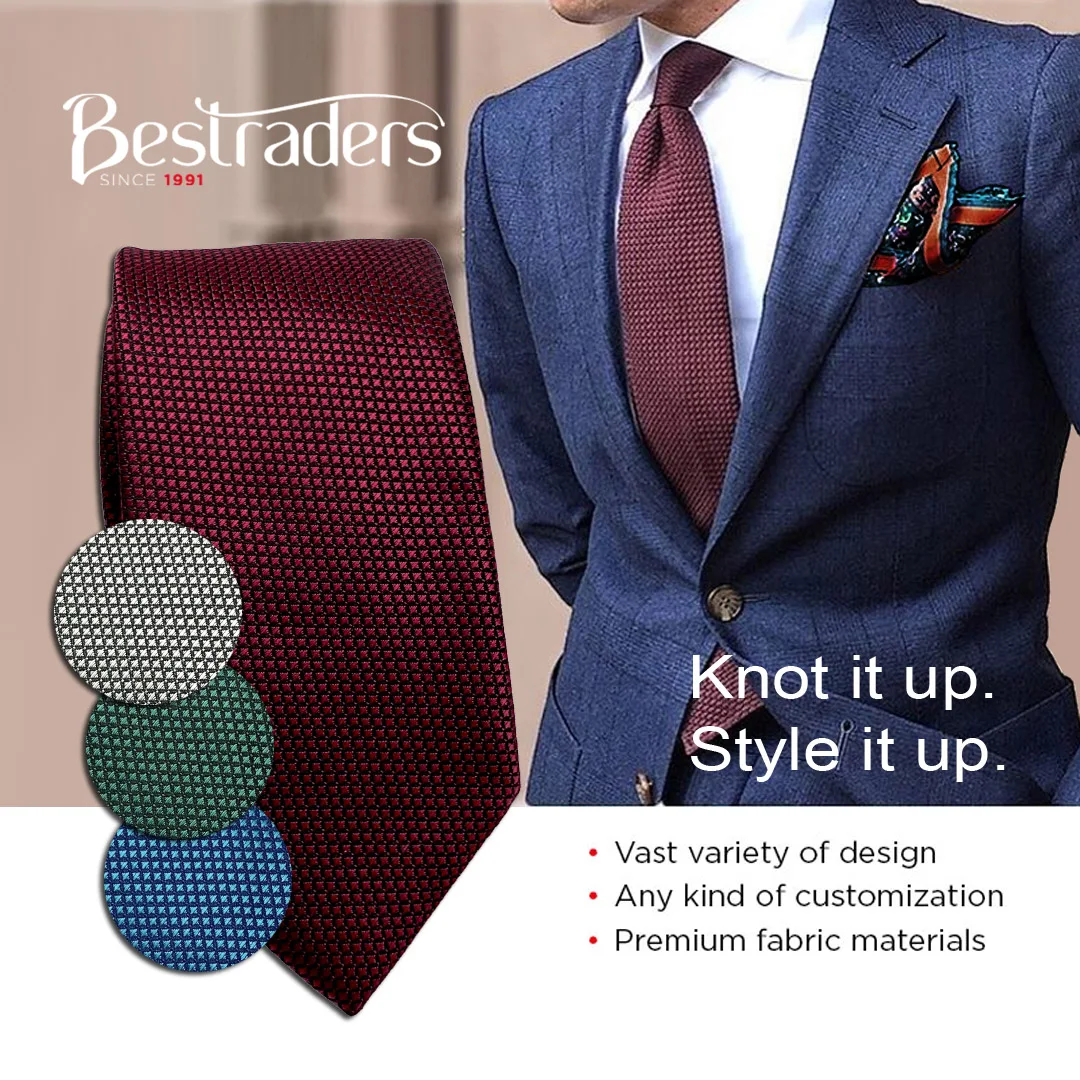 Custom Size Luxury Pattern Self Textured Neckties for Men Silk Ties for Sale Available in Bulk Quantity