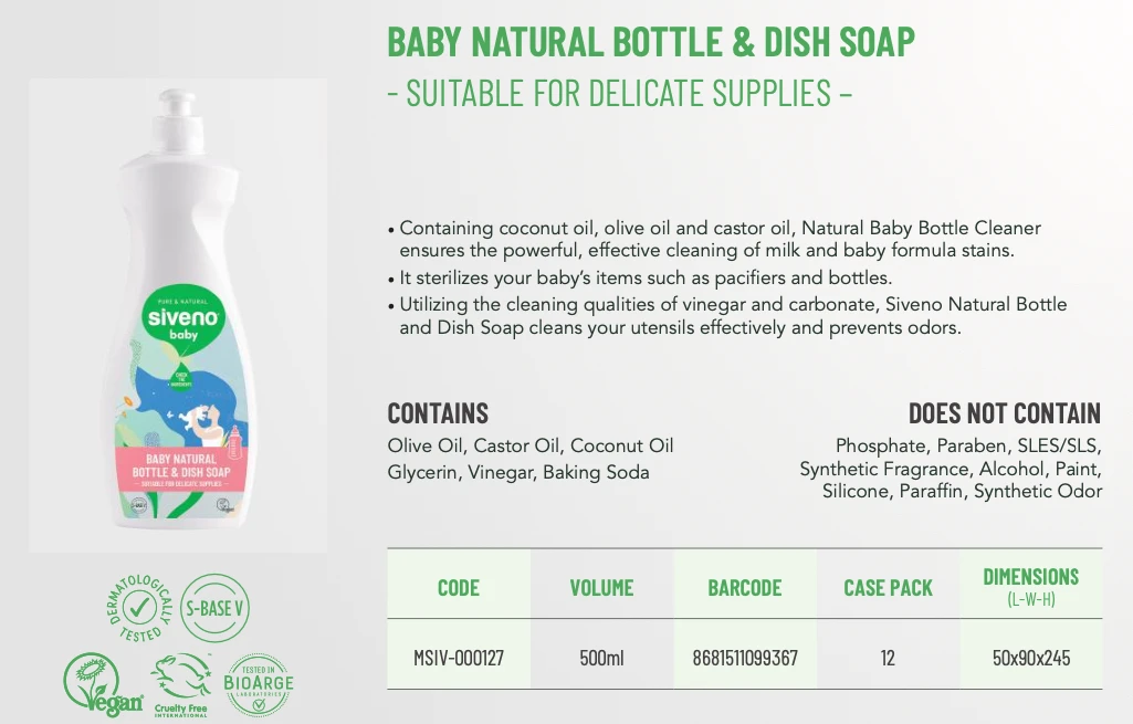 100% NATURAL ORGANIC BABY NATURAL BOTTLE & DISH SOAP SUITABLE FOR DELICATE SUPPLIES Natural Baby Bottle Cleaner PRIVATE LABEL