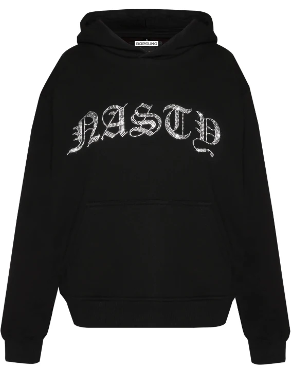 New Arrival High Quality Rhinestone Tracksuits Black Sportswear Manufacture Lady Tracksuits Distressed Style Tracksuits