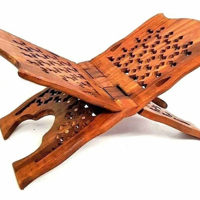 Wooden Handmade Quran Geeta Bible Holder Support Stand Reading Book Holder Display Folding Prayer Stand Holy Book stnd