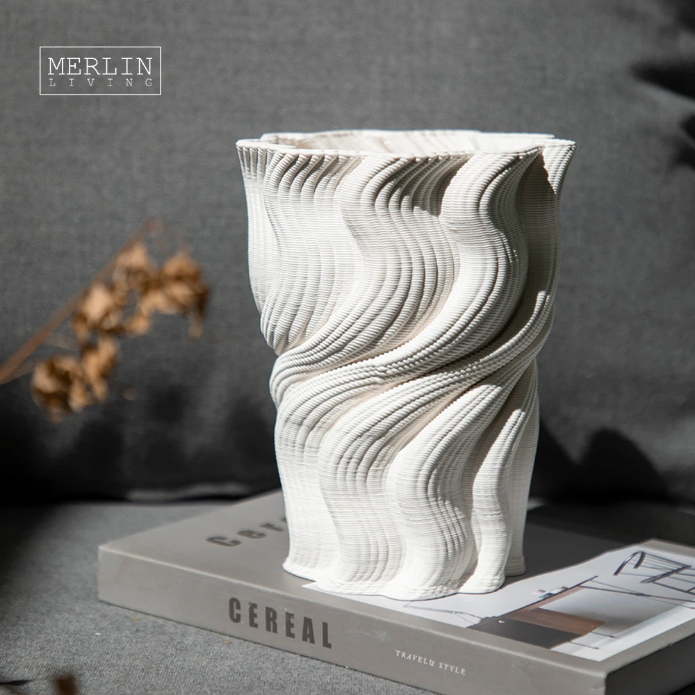 Merlin Living 3D printing vase decorating vases ceramic & porcelain vases Chaozhou Omaysn Ceramic Factory OEM