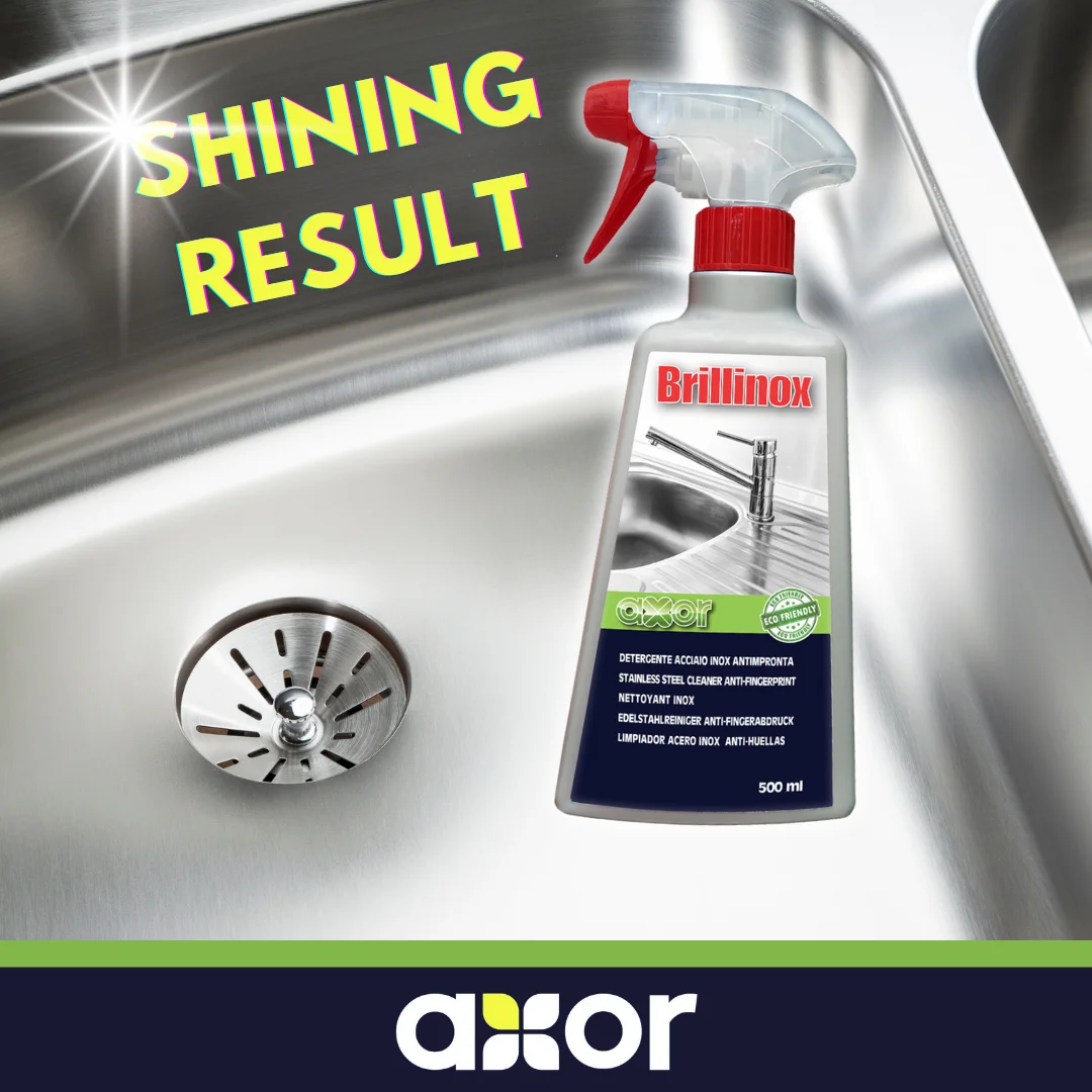 Best Quality BRILLINOX Spray Stainless Steel Cleanser With Anti-Fingerprint Effect No Bacteria 500 ml Made In Italy