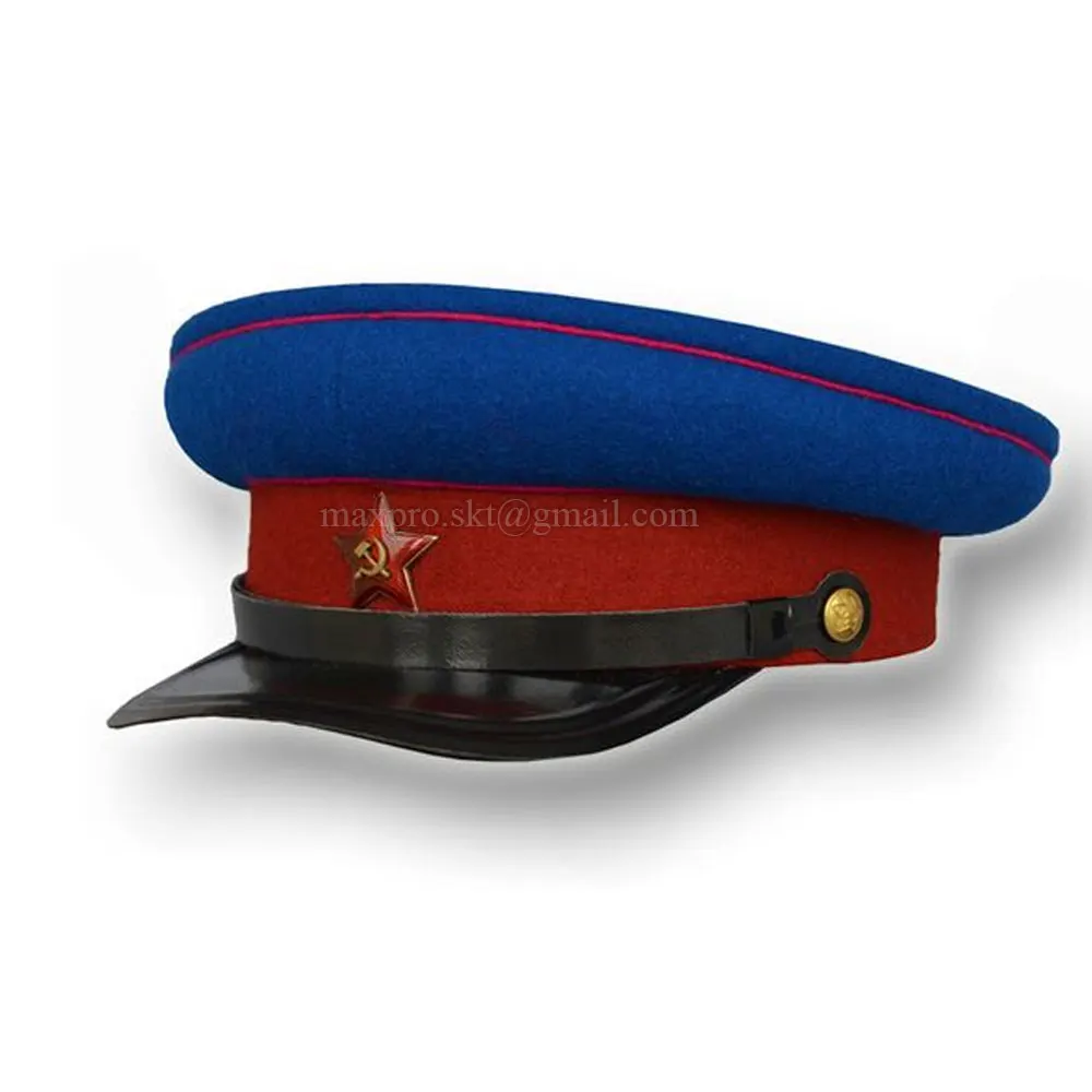 High Rank Uniform Accessories Woolen Black Officer Cap With Embroidery logo new stylish design officer cap with custom logo
