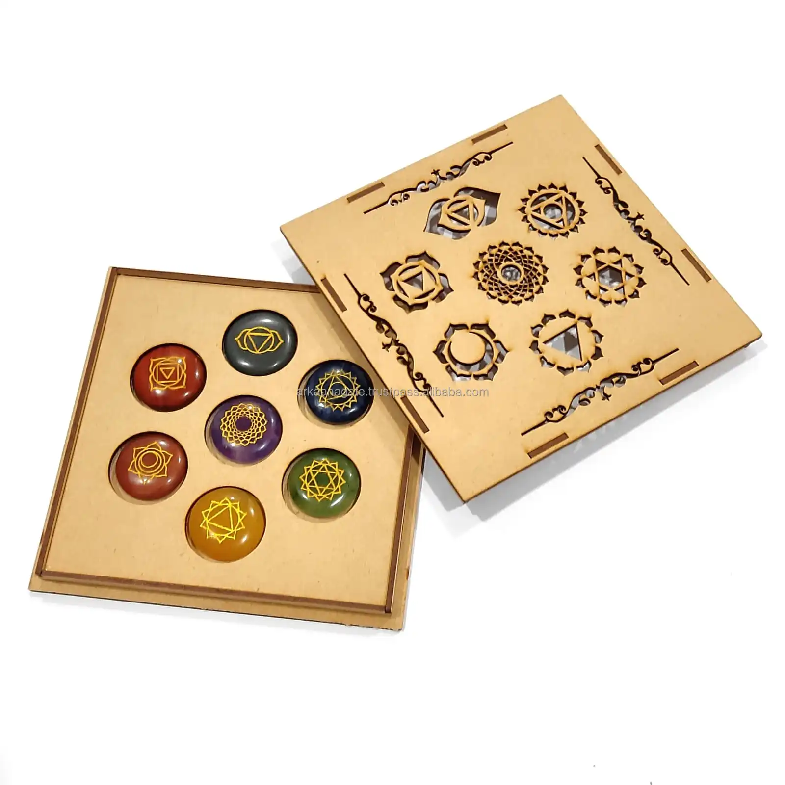 Wholesale Natural Crystal healing stones 7 Chakra Engraved Words Stone Power chakra crystals healing For Fashionable selling