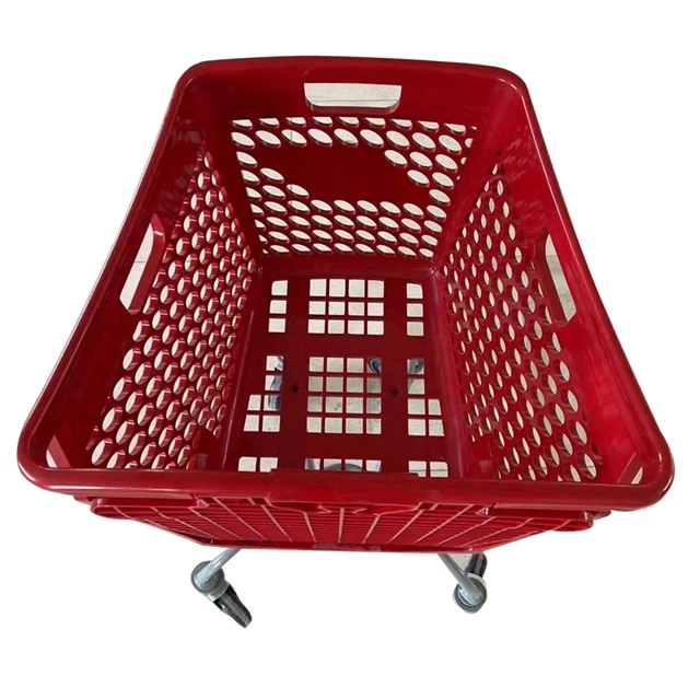 Hot selling 100L loop plastic wrap around handle supermarket  shopping trolley cart  for euro store fixtures