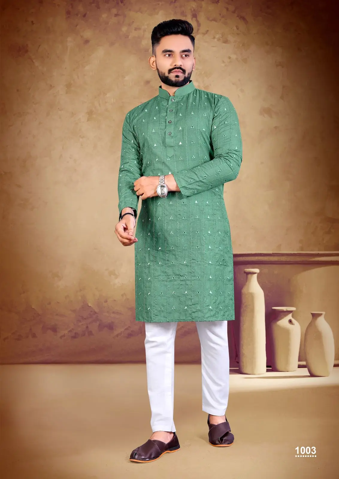 KURTA PAJAMA for MEN Designer Full Sleeve  mirror work  Kurta and Churidar Pajama Set Button Collar Pattern Bollywood Fashion