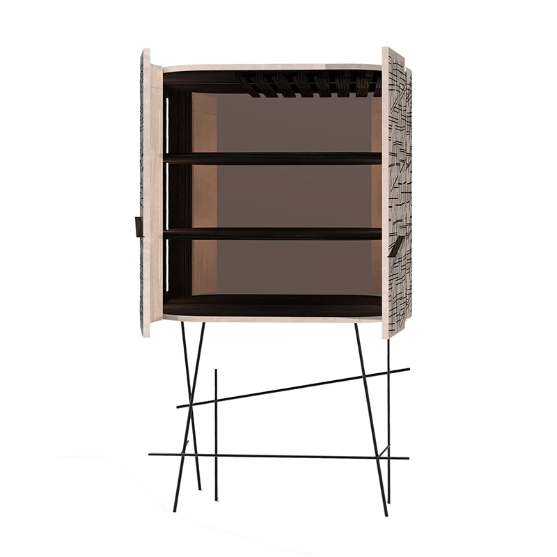 21st Century Trame Cabinet in Silver Birch Black Ash Hebanon Studio Italy