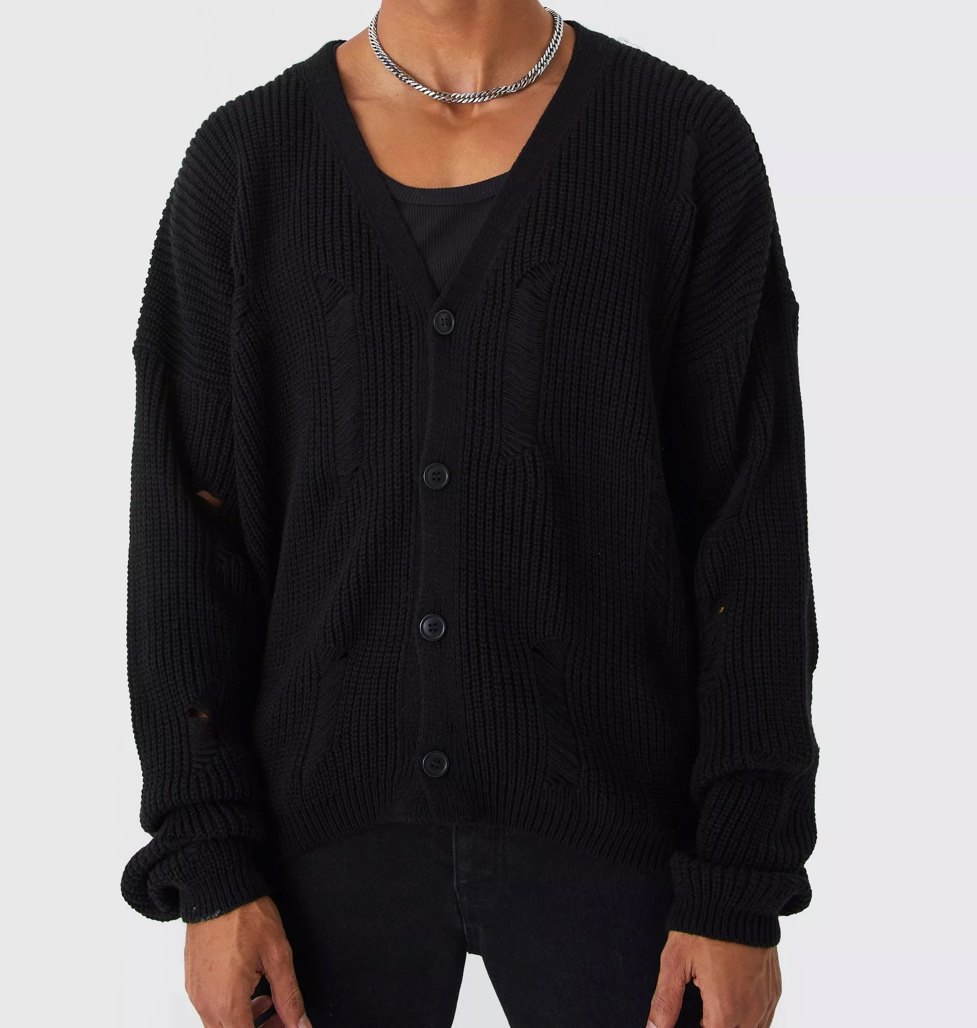 TALL OVERSIZED DROP SHOULDER MOTO CARDIGAN WHOLESALE CUSTOM KNITTED LOGO EMBROIDERED CUSTOM PRINTED