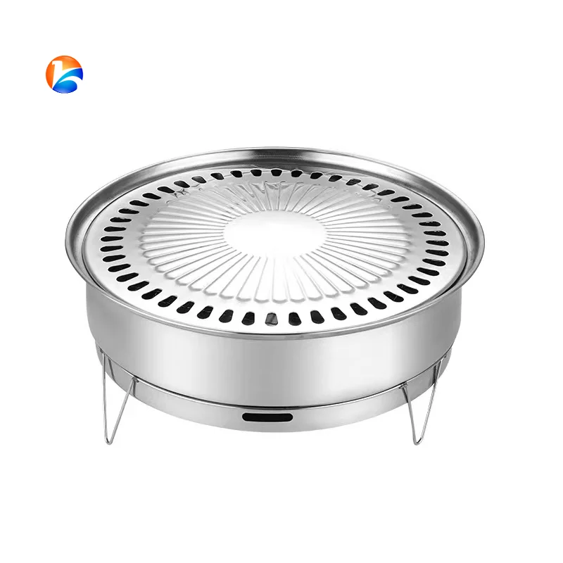 Portable Grill Wood Frame Chrome Feature Powder Folding Material Stainless Steel BBQ Grill Korean BBQ Grill Table