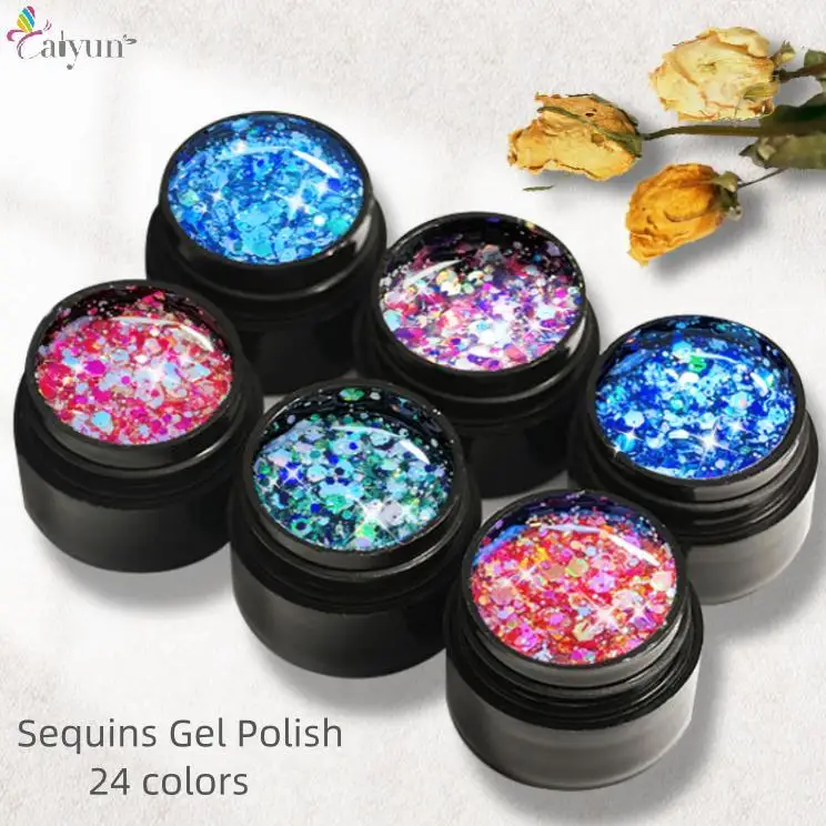 New Arrivals Nail Gel Polish Super Shiny Multi-colors Optional Natural Resin Sequins Gel