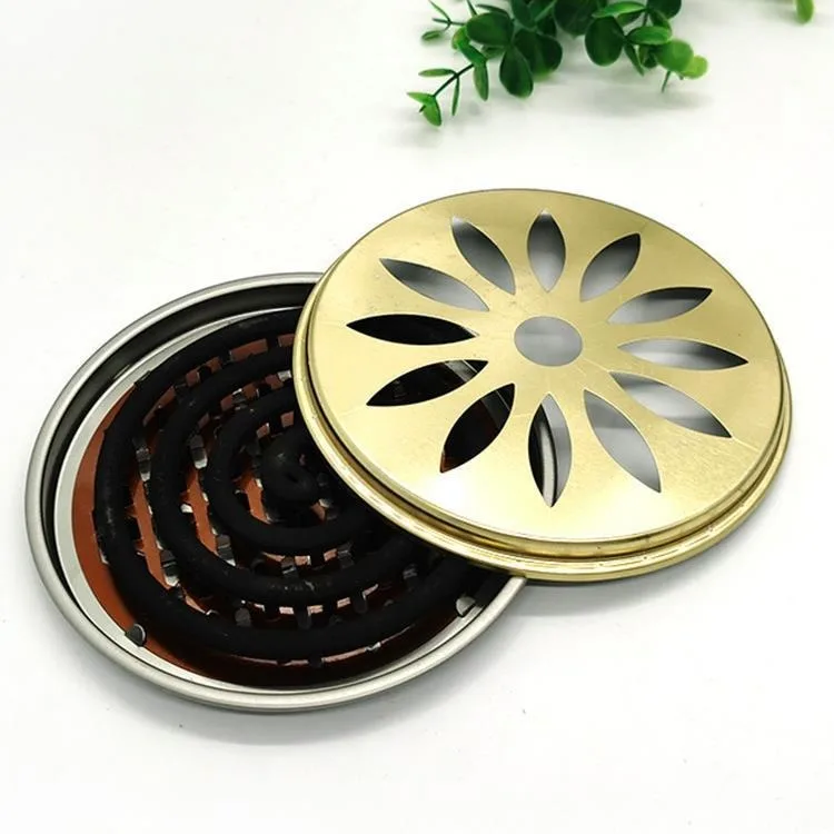 XY66  WONDERFUL New Trends Portable Tinplate Mosquito Coil Incense Burner with Cover Metal Mosquito Coil Holder for Outdoor Use