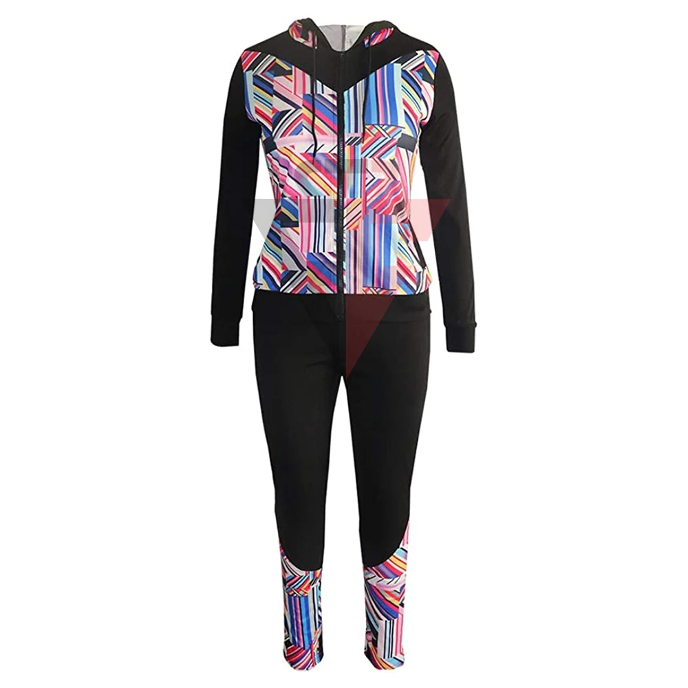 Comfortable Training & Jogging Wear Hooded Tracksuit, Women 2Pcs Solid Color Fleece Zipper Tracksuits