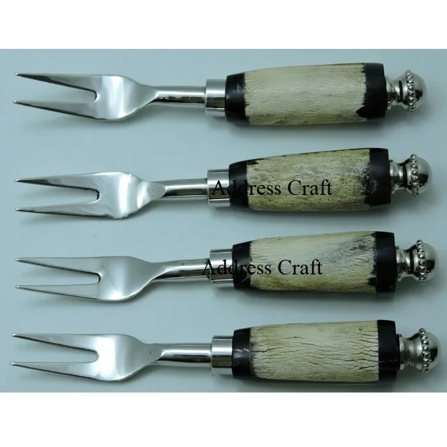 Manufacturer Direct Selling High Quality Mirror Polish Steel Fruit Fork Set of 4 Kitchen Tools Resin Handle Fruit Fork kitchen