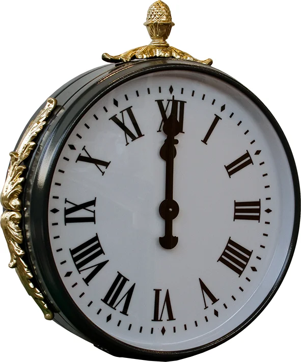 Made in Italy Antique Style Analog Outdoor Clock GPS Synchronization 2 Sided for Public Places, Parks, Gardens, Golf Courses