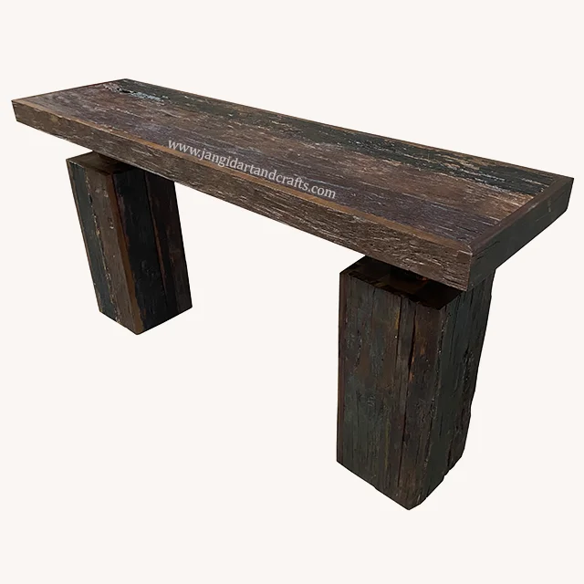 Industrial Vintage Console Table Jodhpur Old Wooden Railway Sleeper Wood Antique Recycled Rustic Style Home Furniture Exporters