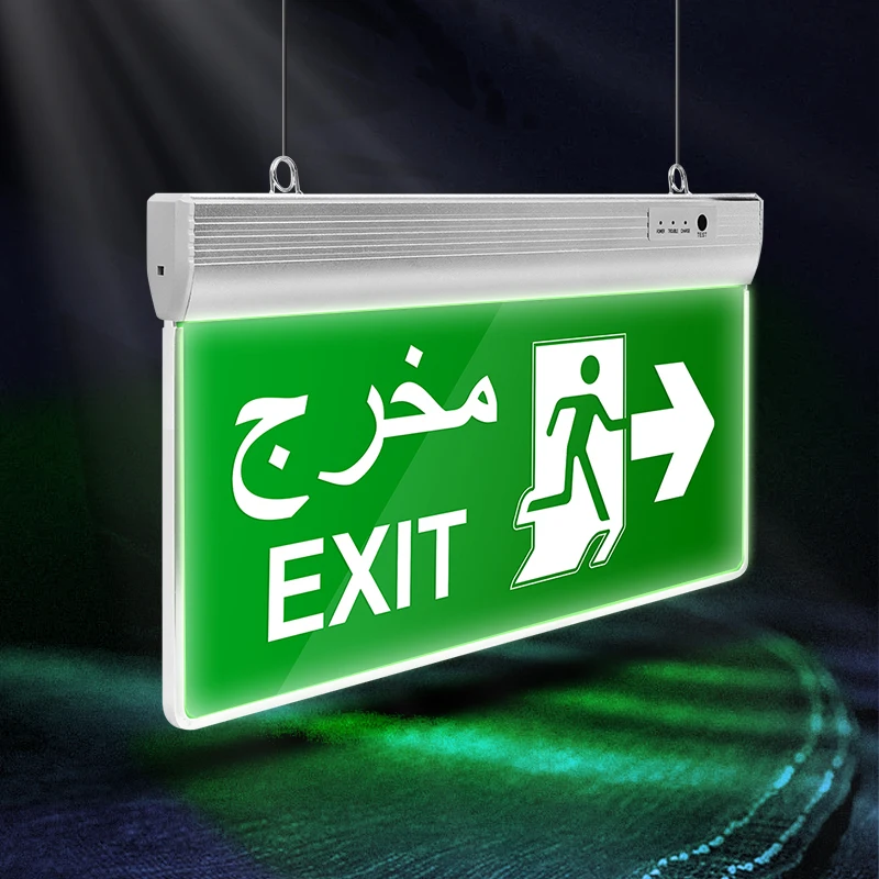 Красный/зеленый аварийный светодиодный знак аварийного выхода с подвеской