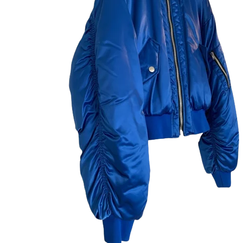 Ruched Shell Bomber Jacket
