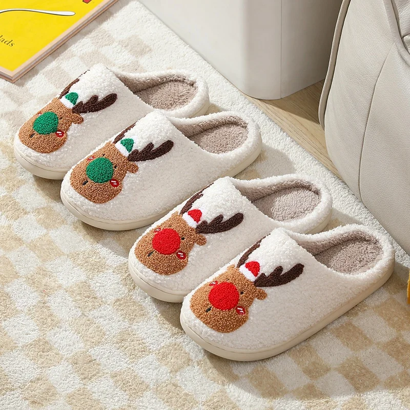 2023 Christmas Indoor Gifts Slipper for Women Men Indoor Outdoor Platform Winter White Fluffy Slipper