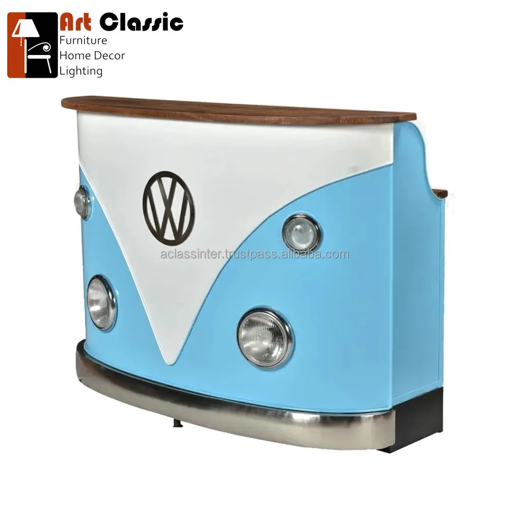 VW Blue Counter  Bar Table is Retro Volkswagon Van Rustic luxurious style bar furniture Vintage VW Combi Car Bar Counter