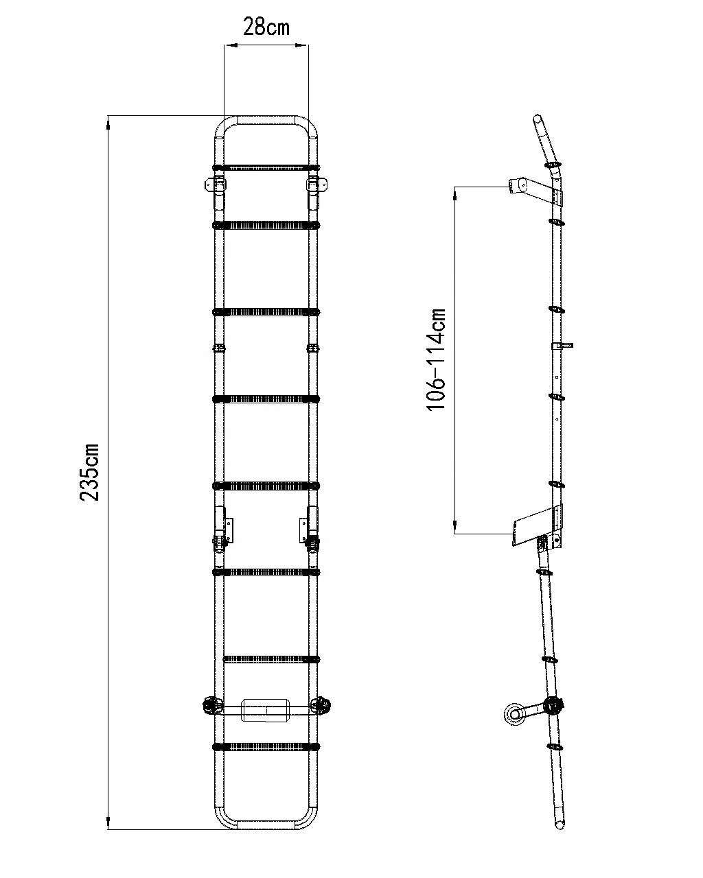 Aluminum exterior ladder for RV customization