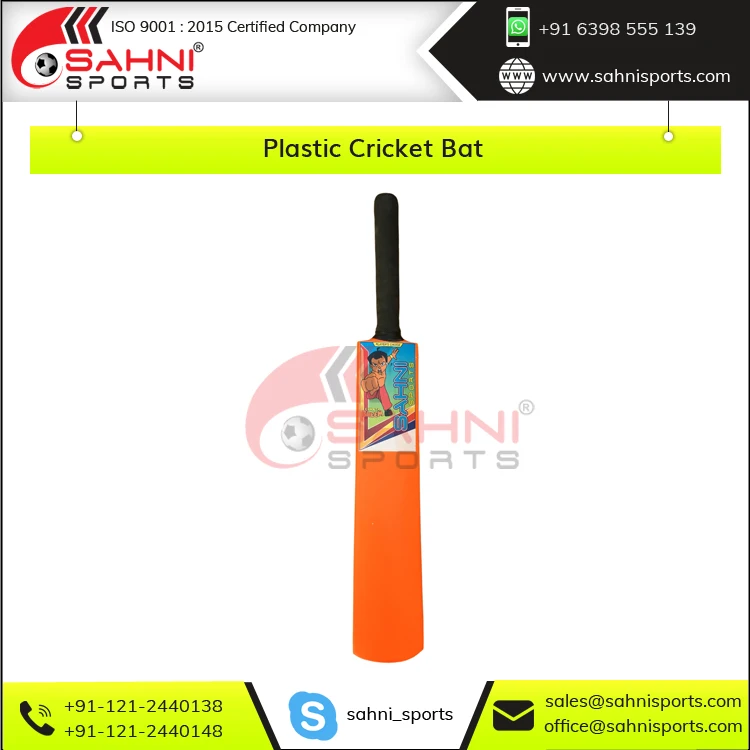 Strong and Lightweight High Quality Molded Plastic Cricket Bat for PVC Wind Ball, Plastic and Light Cricket Tennis Ball