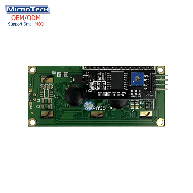 Factory OEM ODM lcd 1602 STN 16*2 COB blue screen 5V module with IIC adapter board interface  Dot matrix module