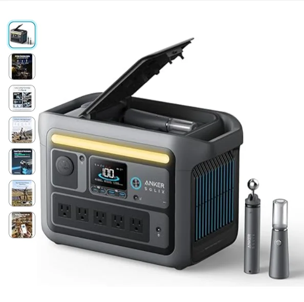 BEST OFFER SOLIX C800 Plus Portable Power Station 1200W, Peak 1600W Solar Generator with Camping Lights 768Wh LiFePO4
