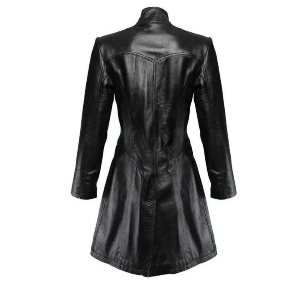 OEM Custom Genuine Leather Ladies long coat/Ladies maxi length long trench coat/private label logo sheep leather coat